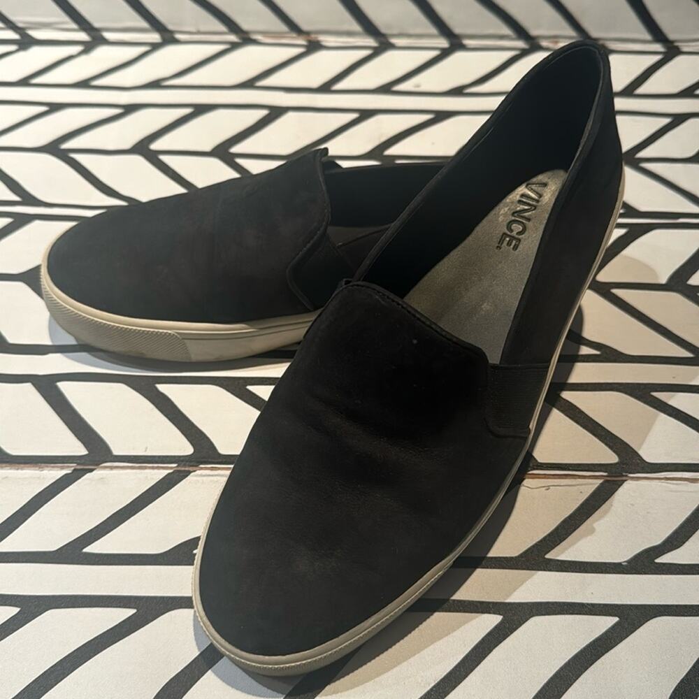 Vince Blair black suede slip on sneaker in size 8.5